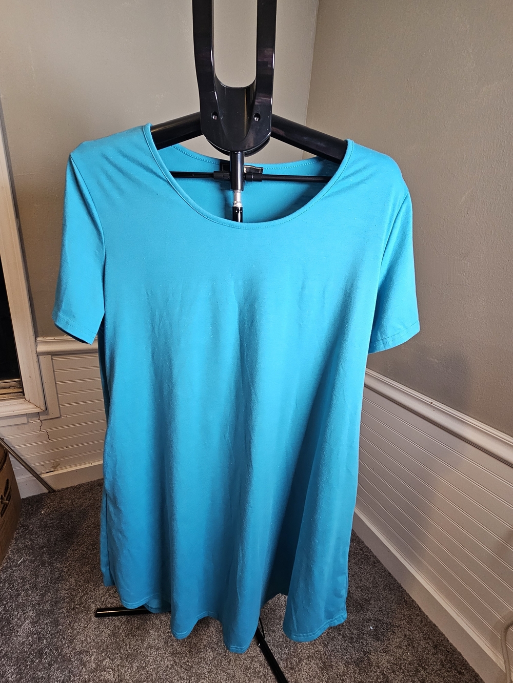 Women’s Short Sleeve Scoop Neck Top -Or TSHIRT dress  Turquoise